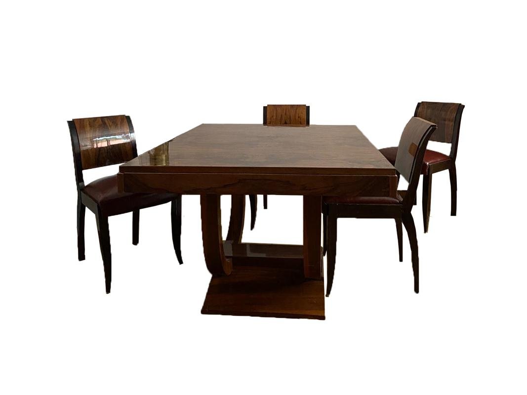 Art Deco Dining Table and Chairs, France, Set of 7 for sale at Pamono