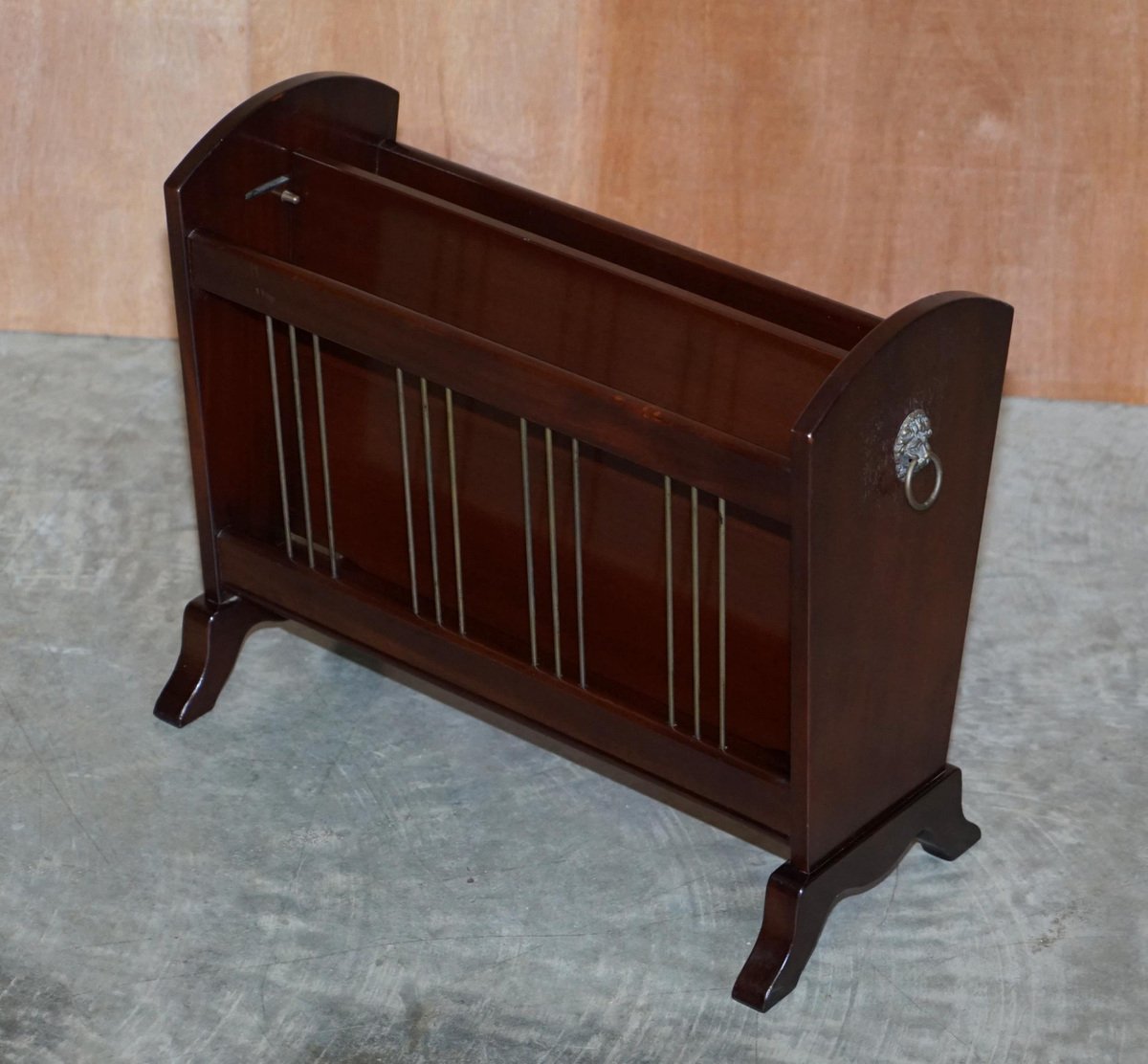 Mid-Century Modern Adjustable Magazine Rack with Lion's Head Handles ...