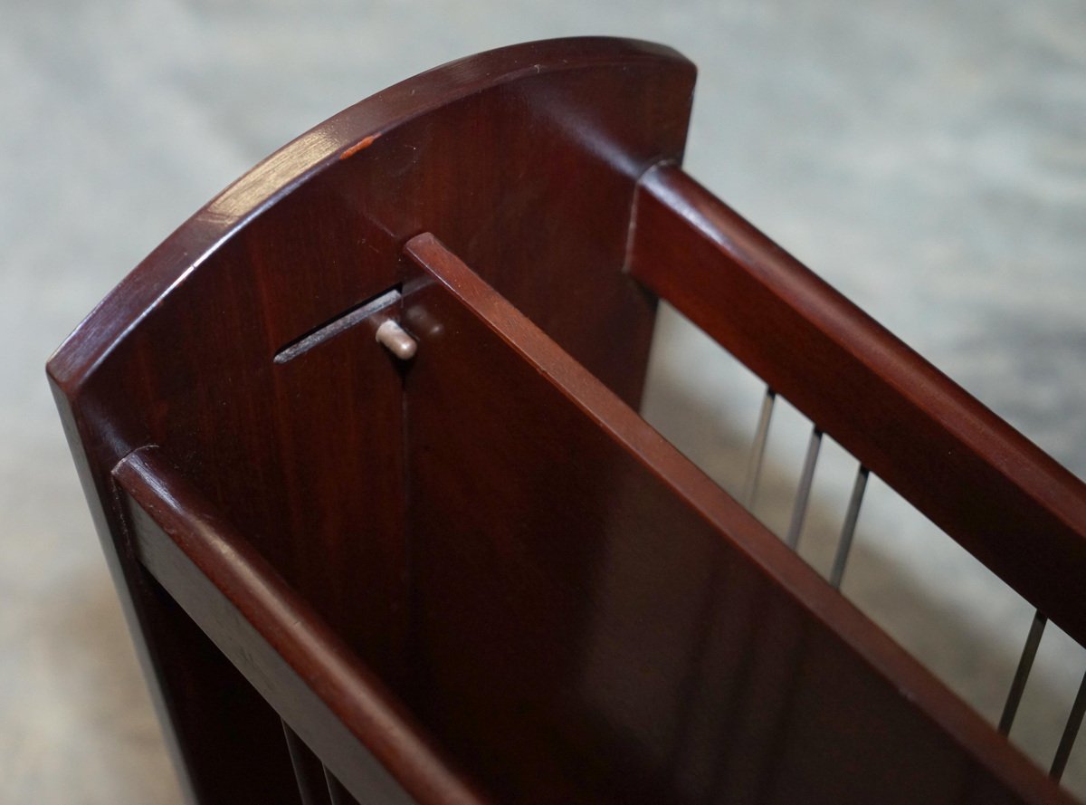 Mid-Century Modern Adjustable Magazine Rack with Lion's Head Handles ...