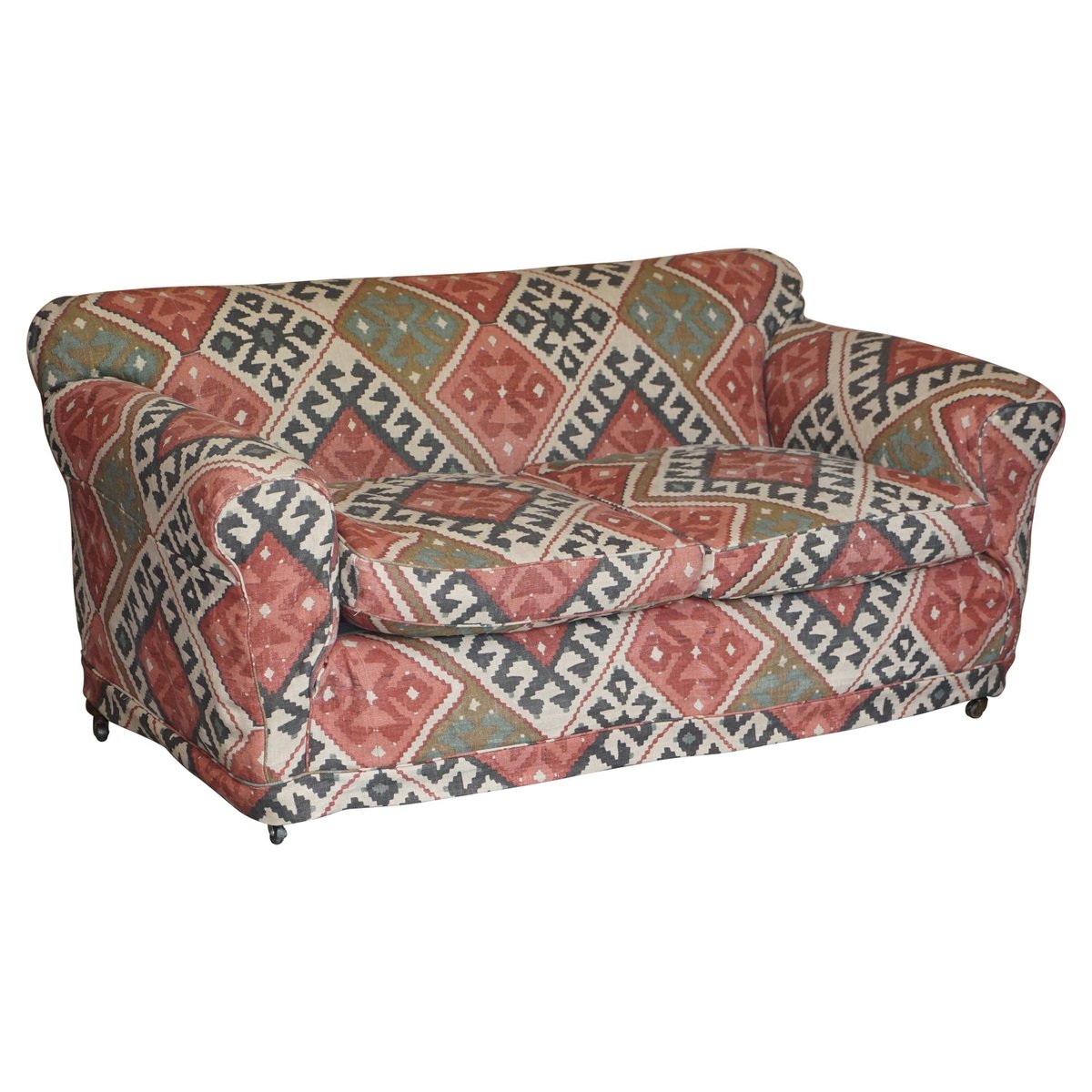 victorian kilim upholstered sofa in hardwood with turned front legs GZP-1006264