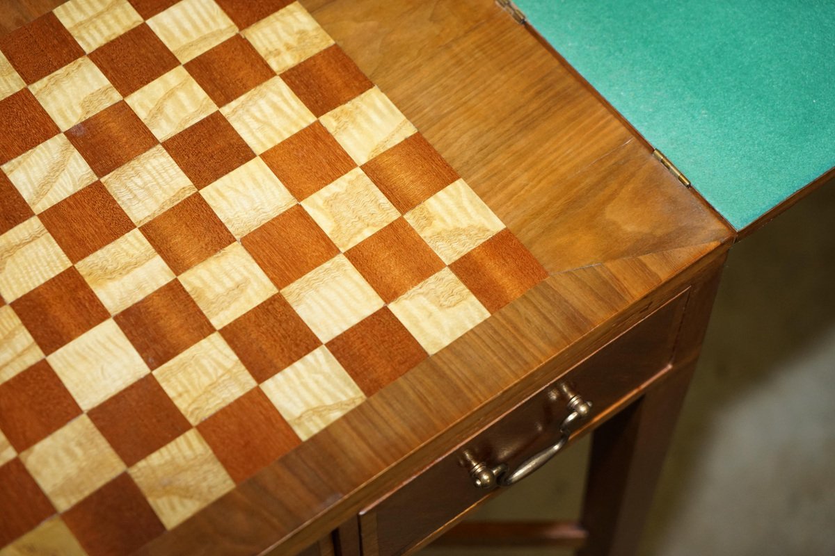 Vintage Walnut & Satinwood Games Table for sale at Pamono