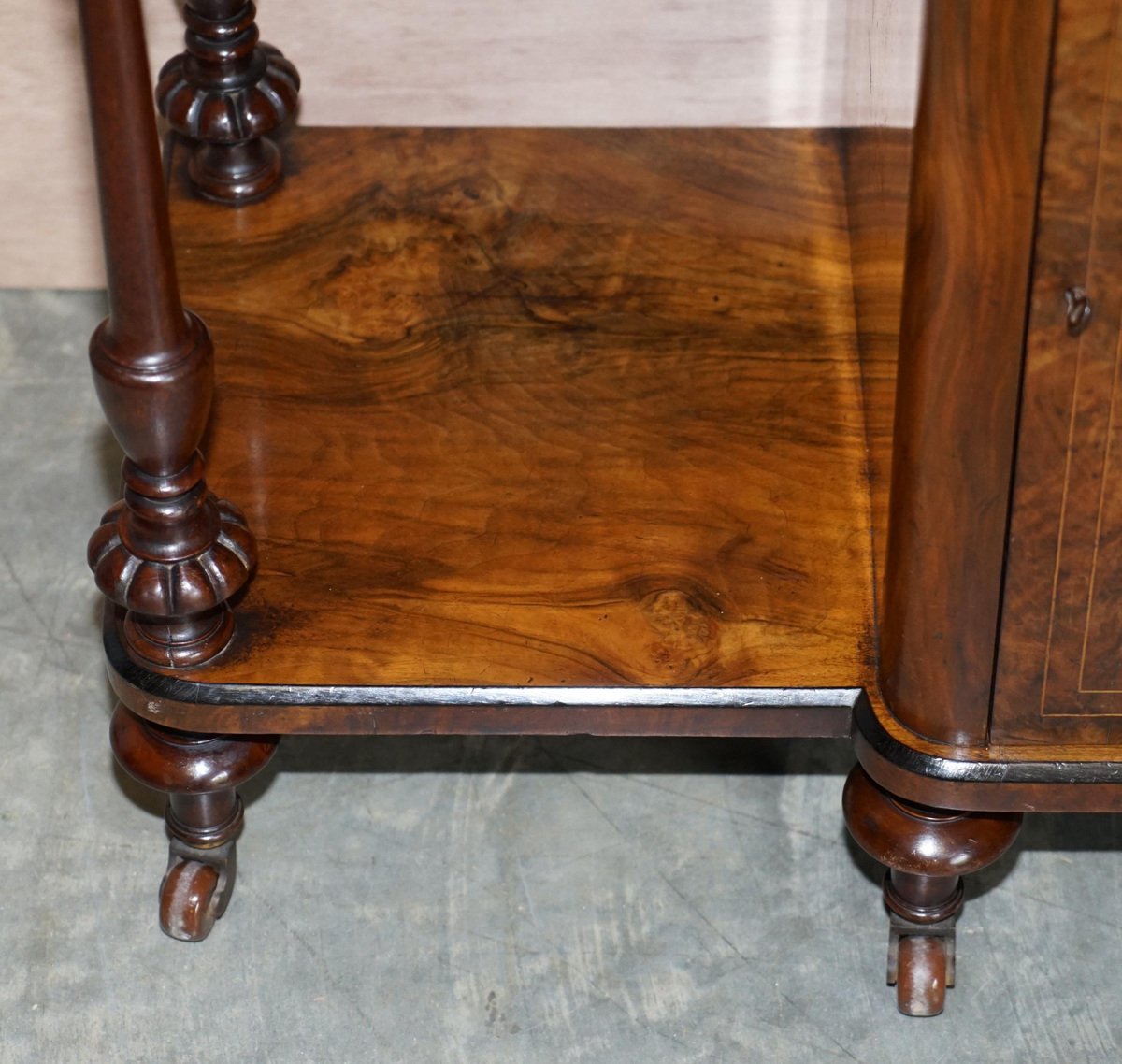 Burr Walnut Bookcase with Brass Gallery for sale at Pamono