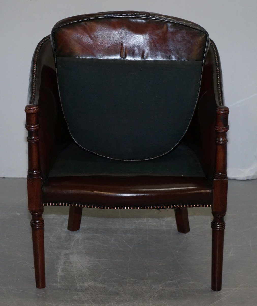 vintage hand dyed studded brown leather club chair GZP-1006355