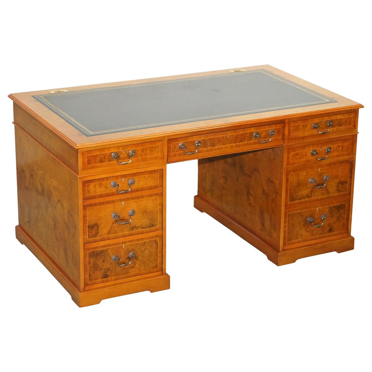 Burr Walnut Partner Desk with Computer Compartment for sale at Pamono