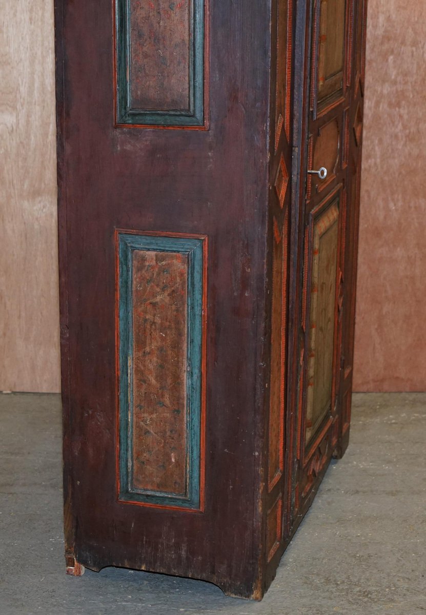 european sumlime hand painted wardrobe or hall cupboard in oak wood 1800s GZP-1006498