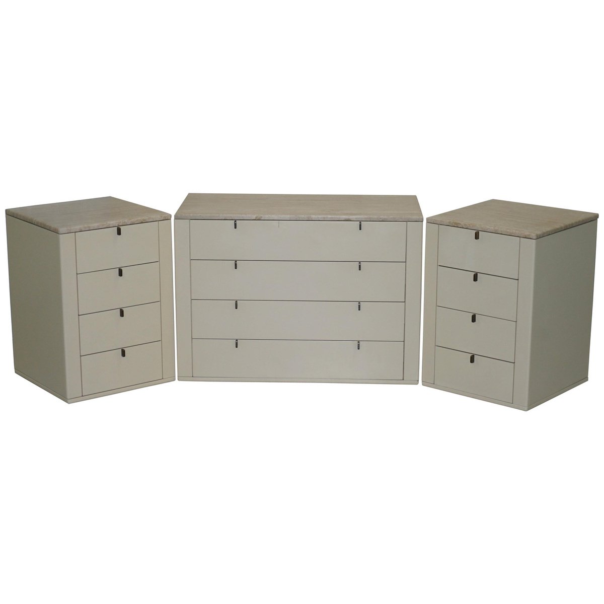 german marble topped chest of and bedside drawers from interlubke set of 3 GZP-1006547