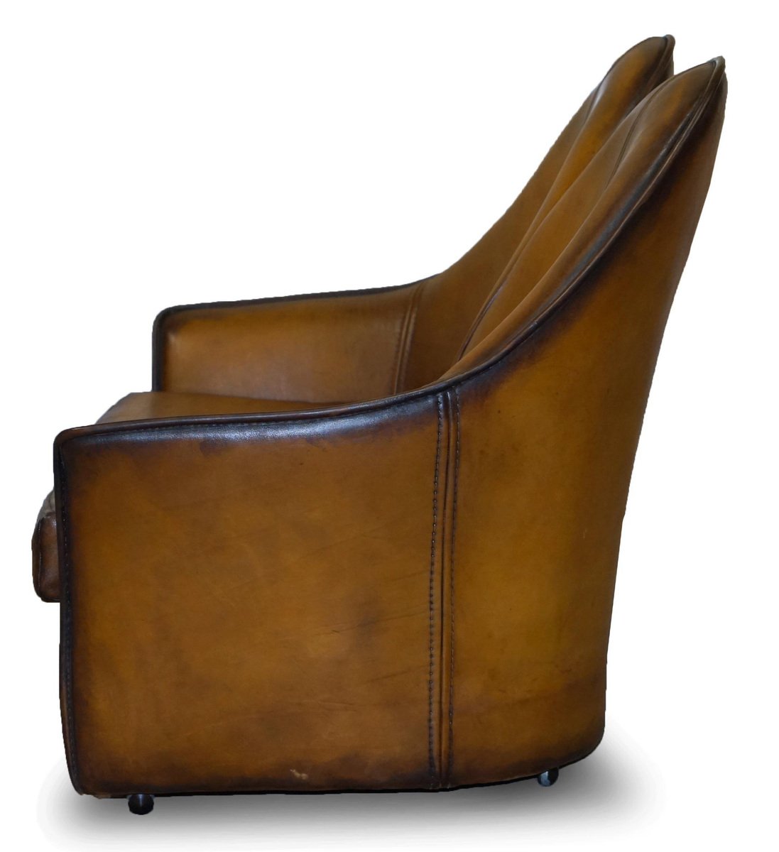 curved back brown leather sofa GZP-1006723