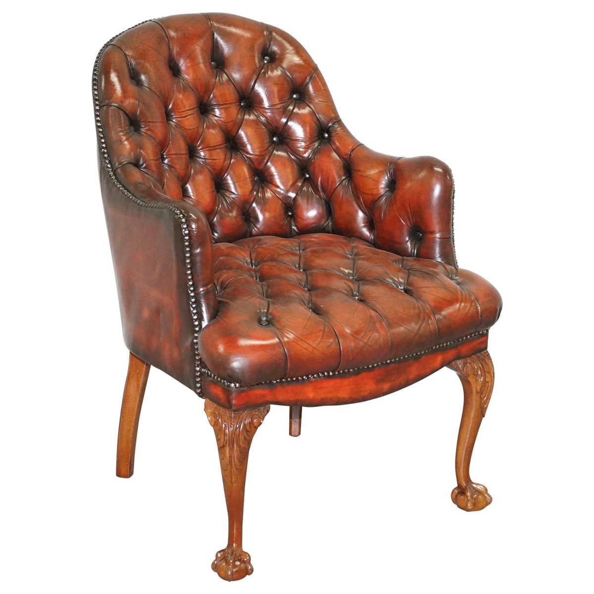 chesterfield captain s brown leather armchair from harrods GZP-1007034