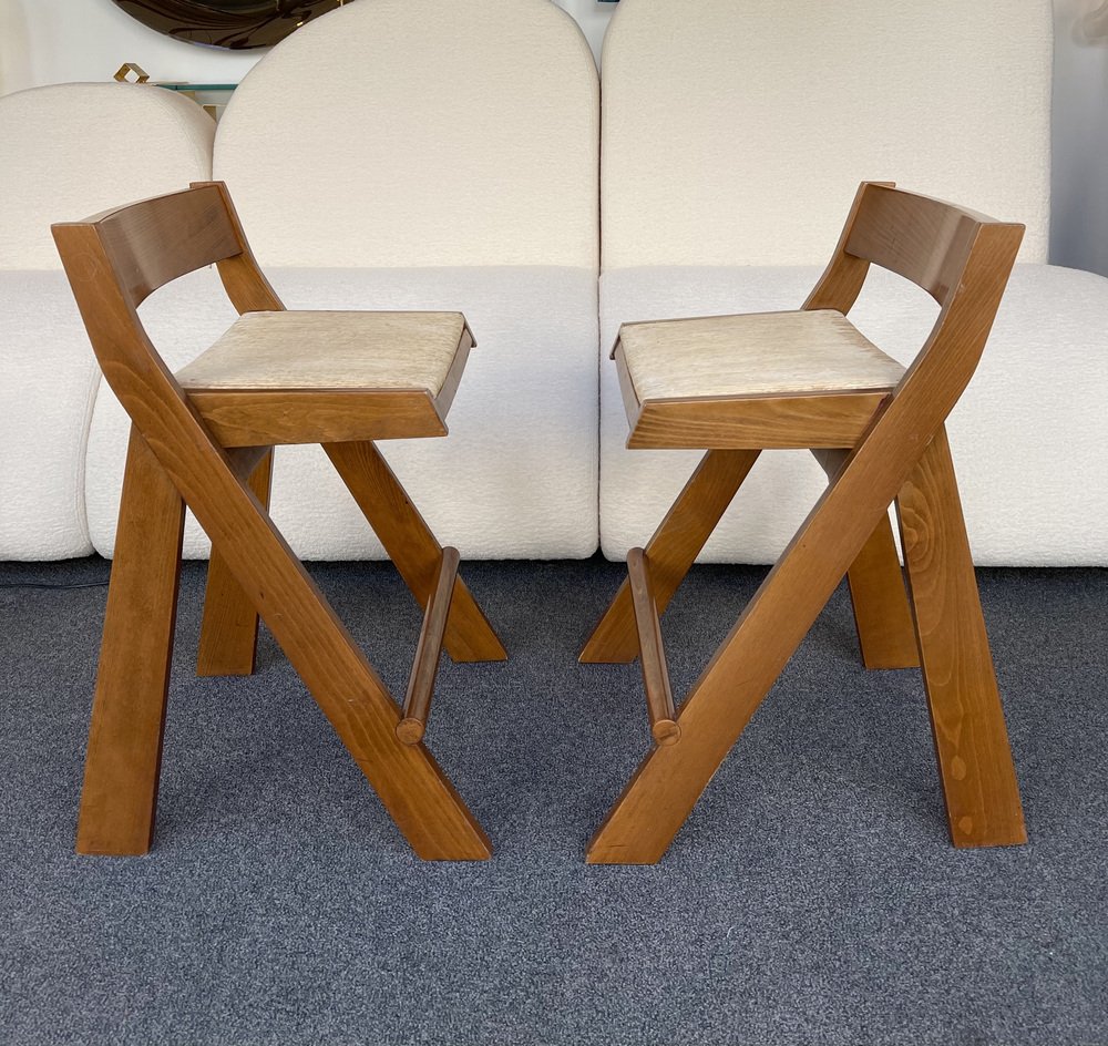 vintage italian compass counter stools in wood by le corbusier set of 2 FUE-1007446