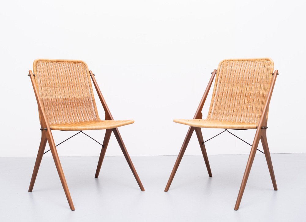 dutch wicker and teak chairs in the style of dirk van sliedregt set of 2 GCG-1007724