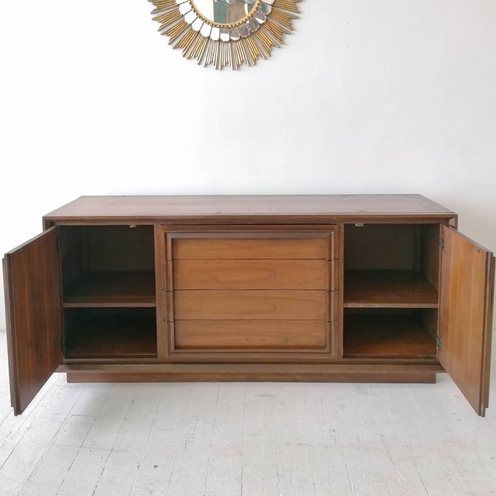 MidCentury Modern Walnut Sideboard with Inset Handles from Modernage