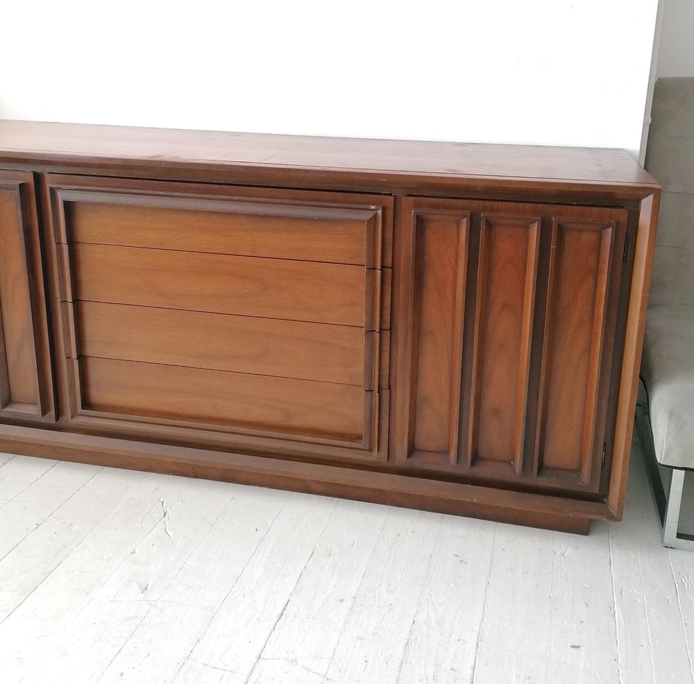 MidCentury Modern Walnut Sideboard with Inset Handles from Modernage