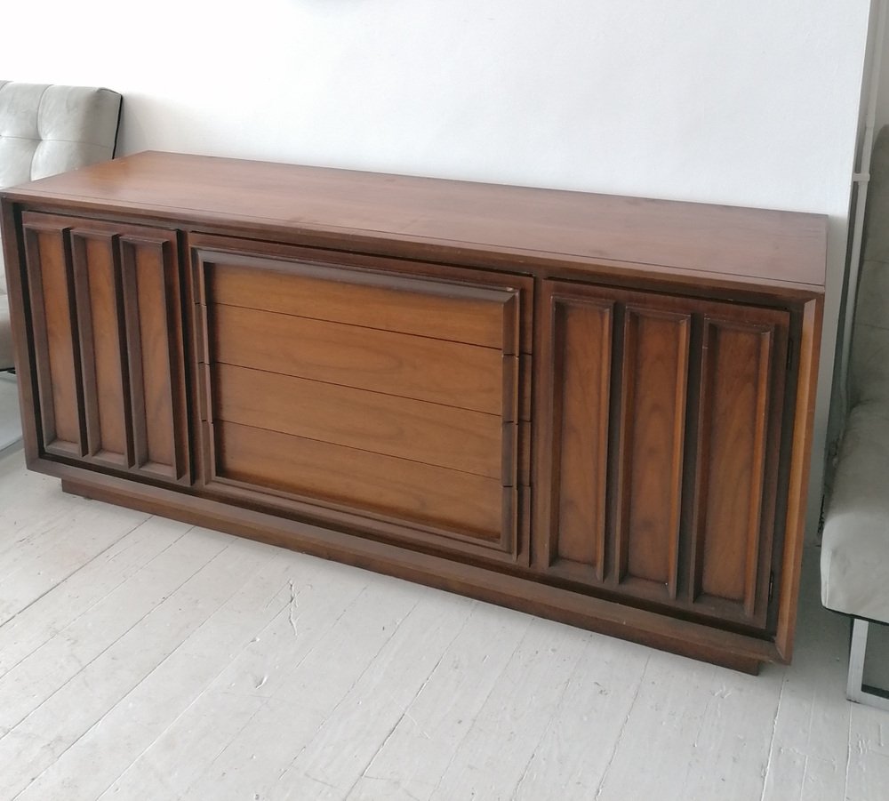 MidCentury Modern Walnut Sideboard with Inset Handles from Modernage