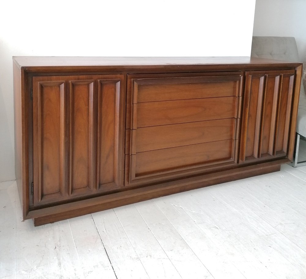 MidCentury Modern Walnut Sideboard with Inset Handles from Modernage