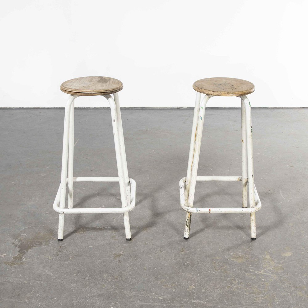 french tall white laboratory stools 1960s set of 2 NRW-1008250