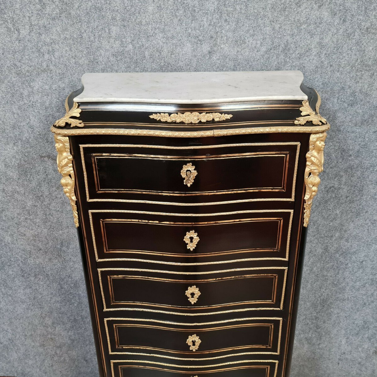 napoleon iii curved boulle secretaire in blackened wood with inlaid brass details MWB-1008874
