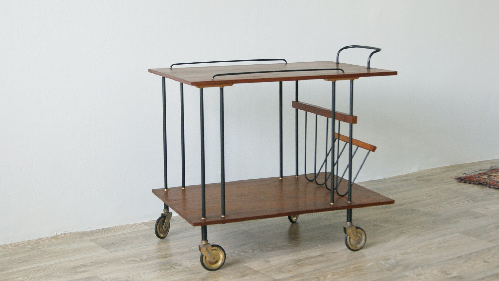 mid century minimalist teak bar trolley 1950s UMB-1009531