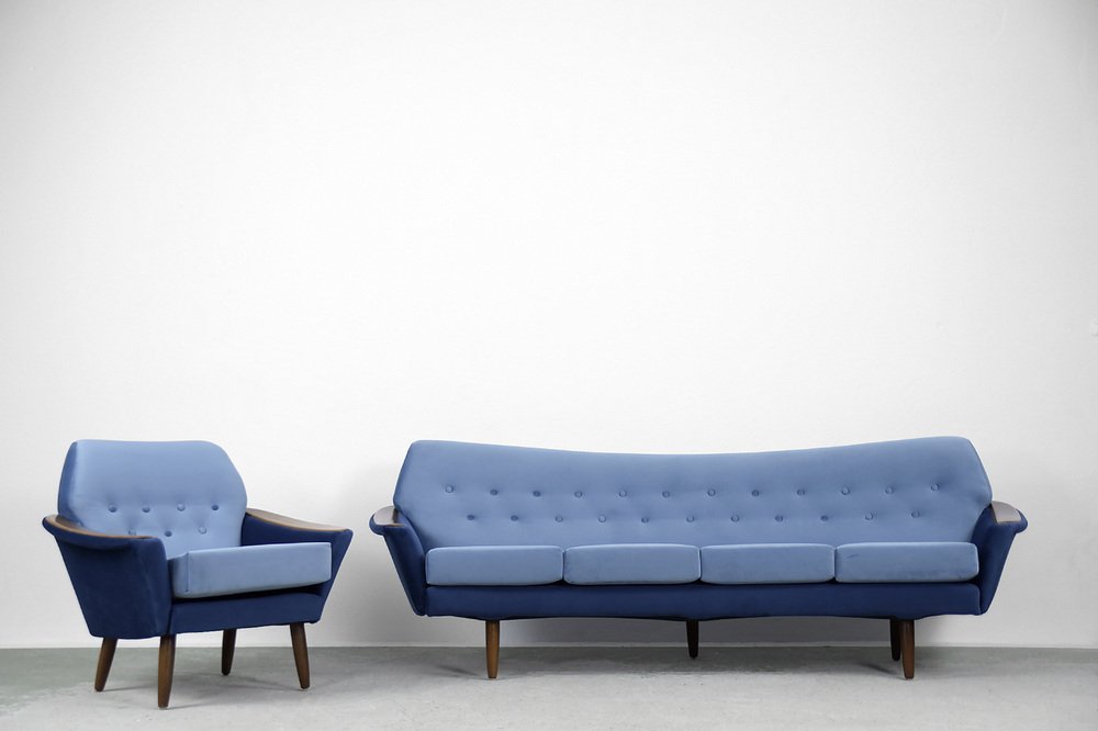 modernist scandinavian velvet living room set by holm fabriker ab 1960s set of 2 ZAA-1013043
