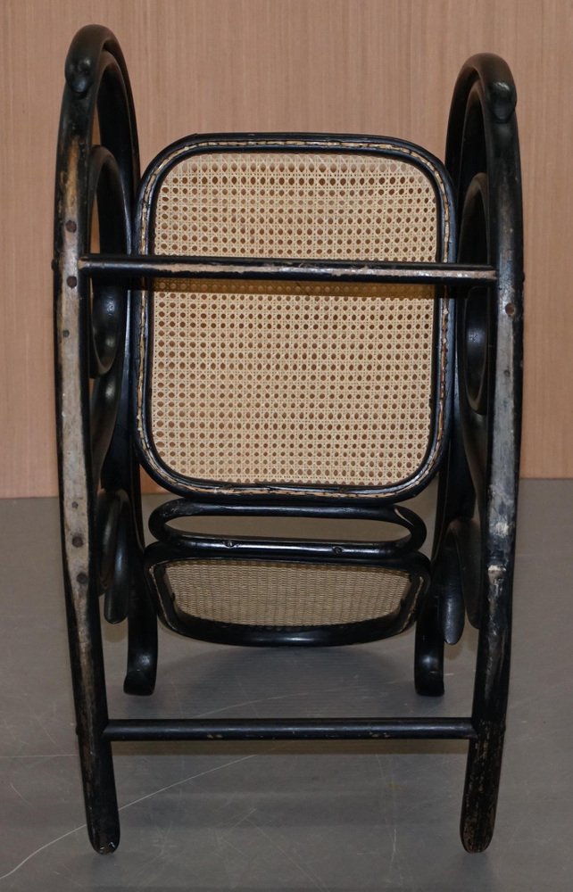 vintage ebonized black rattan bergere rocking chair from thonet GZP-1013458
