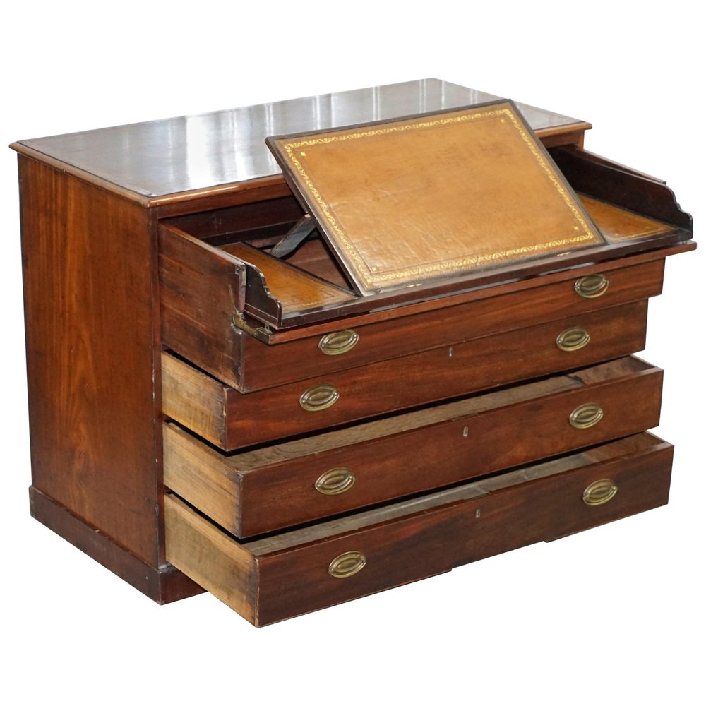 hardwood chest of drawers with leather slope by robert gillows ii 1790s GZP-1013810