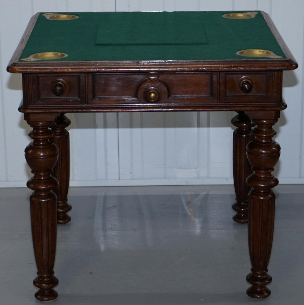 Victorian Game Table with Drop Middle, Secret Drawers and Buttons ...