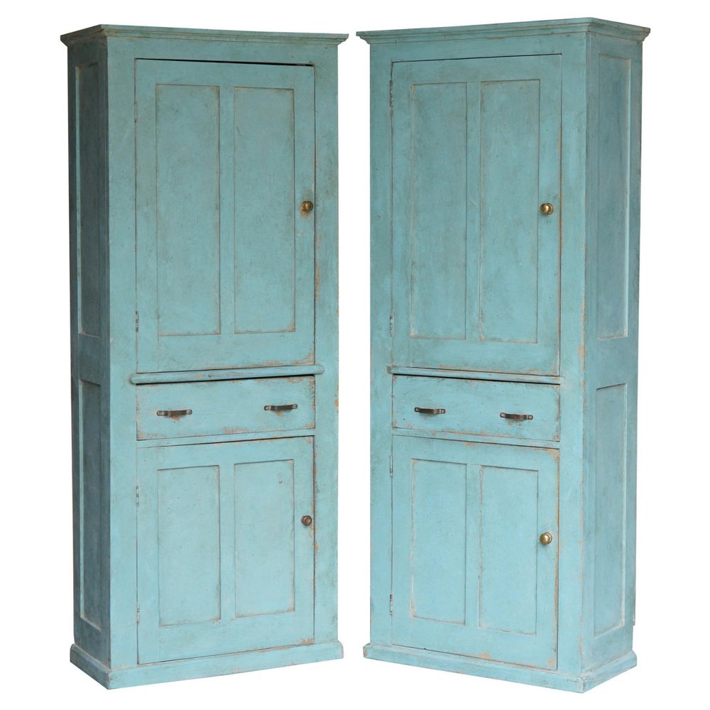 antique pine kitchen pot cupboards 1860s set of 2 GZP-1013993