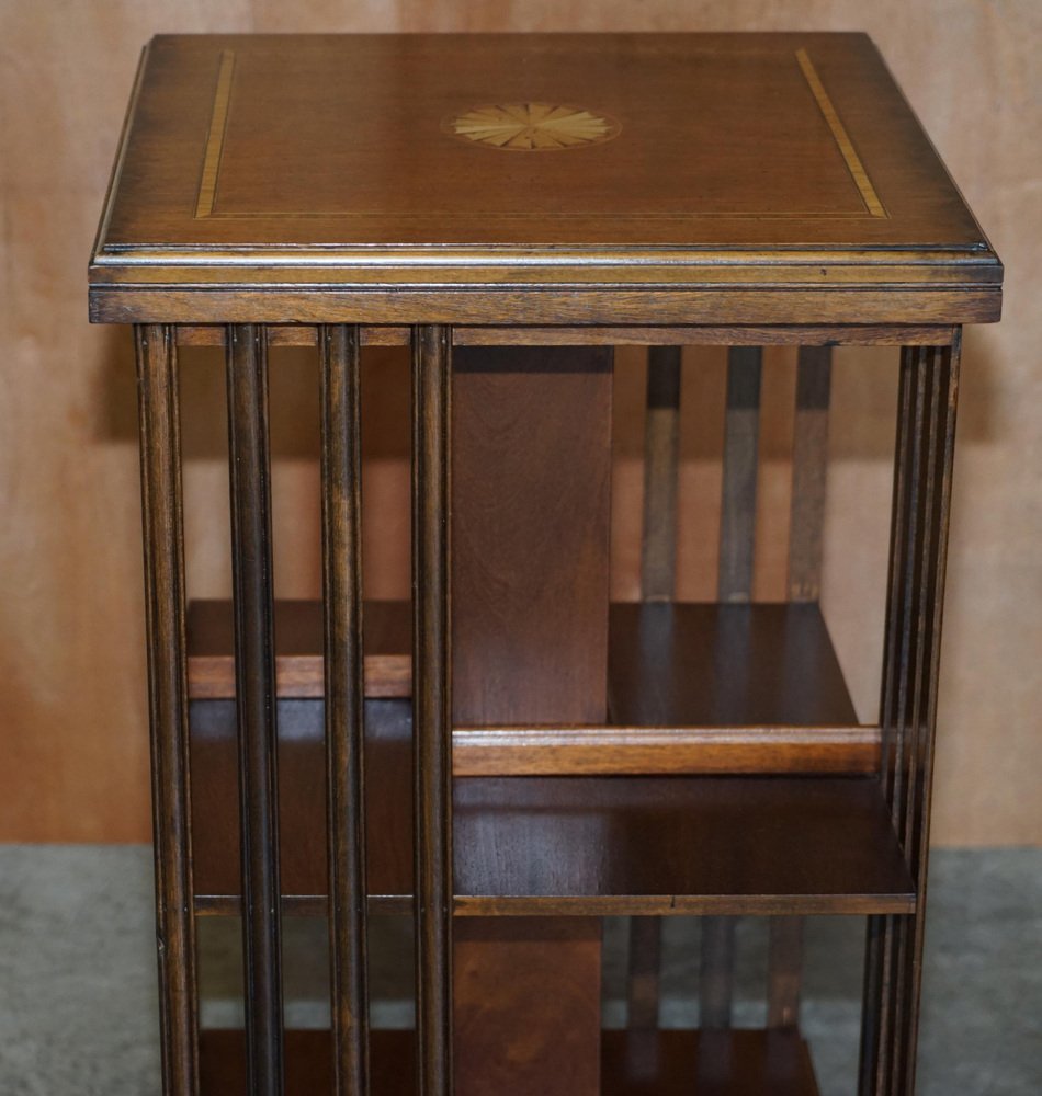 Hardwood & Satinwood Revolving Bookcase / Side End Table for sale at Pamono