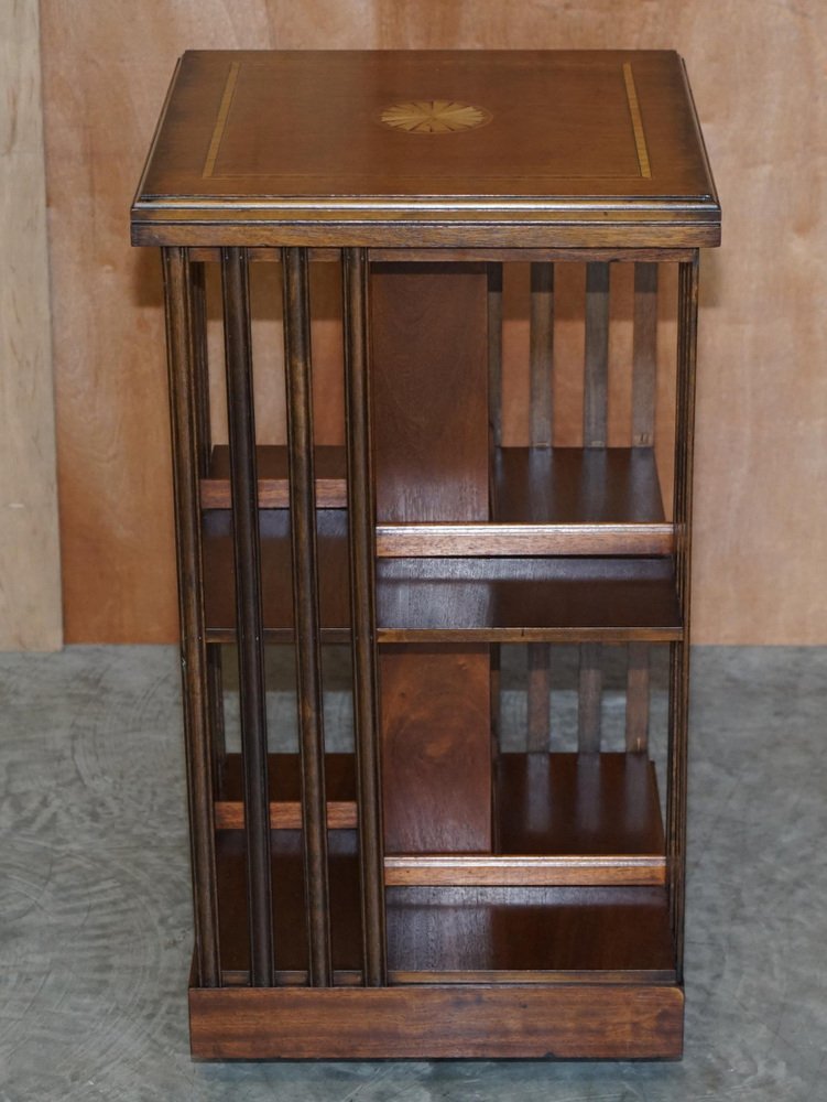 Hardwood & Satinwood Revolving Bookcase / Side End Table for sale at Pamono