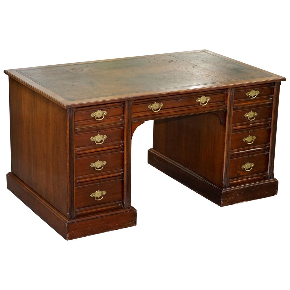 Pall Mall Hardwood Twin Pedestal Writing Partners Desk for sale at Pamono