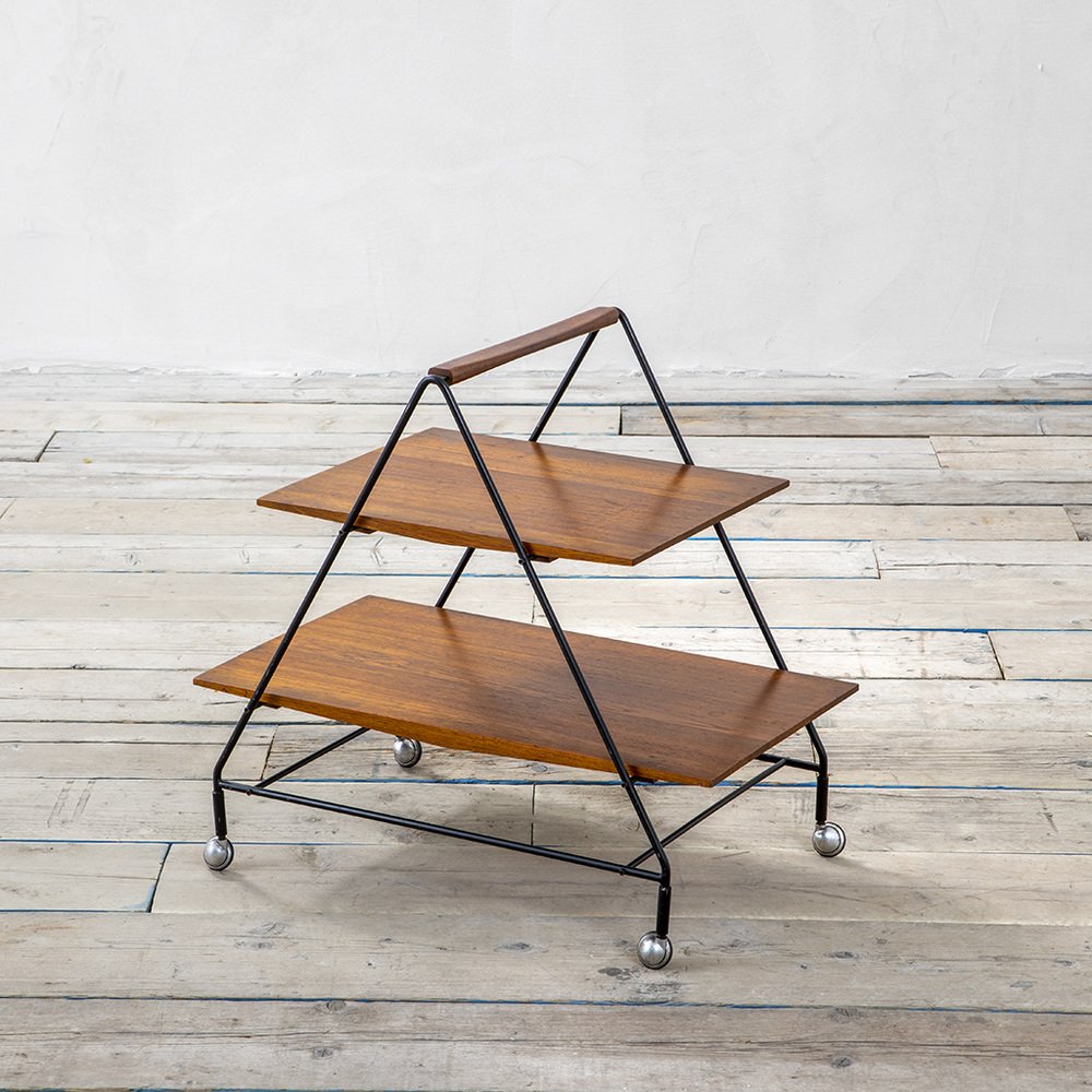 trolley with two wooden shelves and lacquered metal structure by ico parisi for mim 1960s FWM-1014655