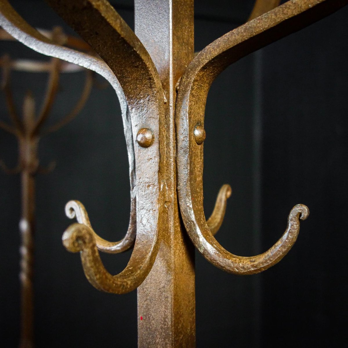 Brocante Wrought Iron Standing Coat Racks, 1920s, Set of 2 for sale at
