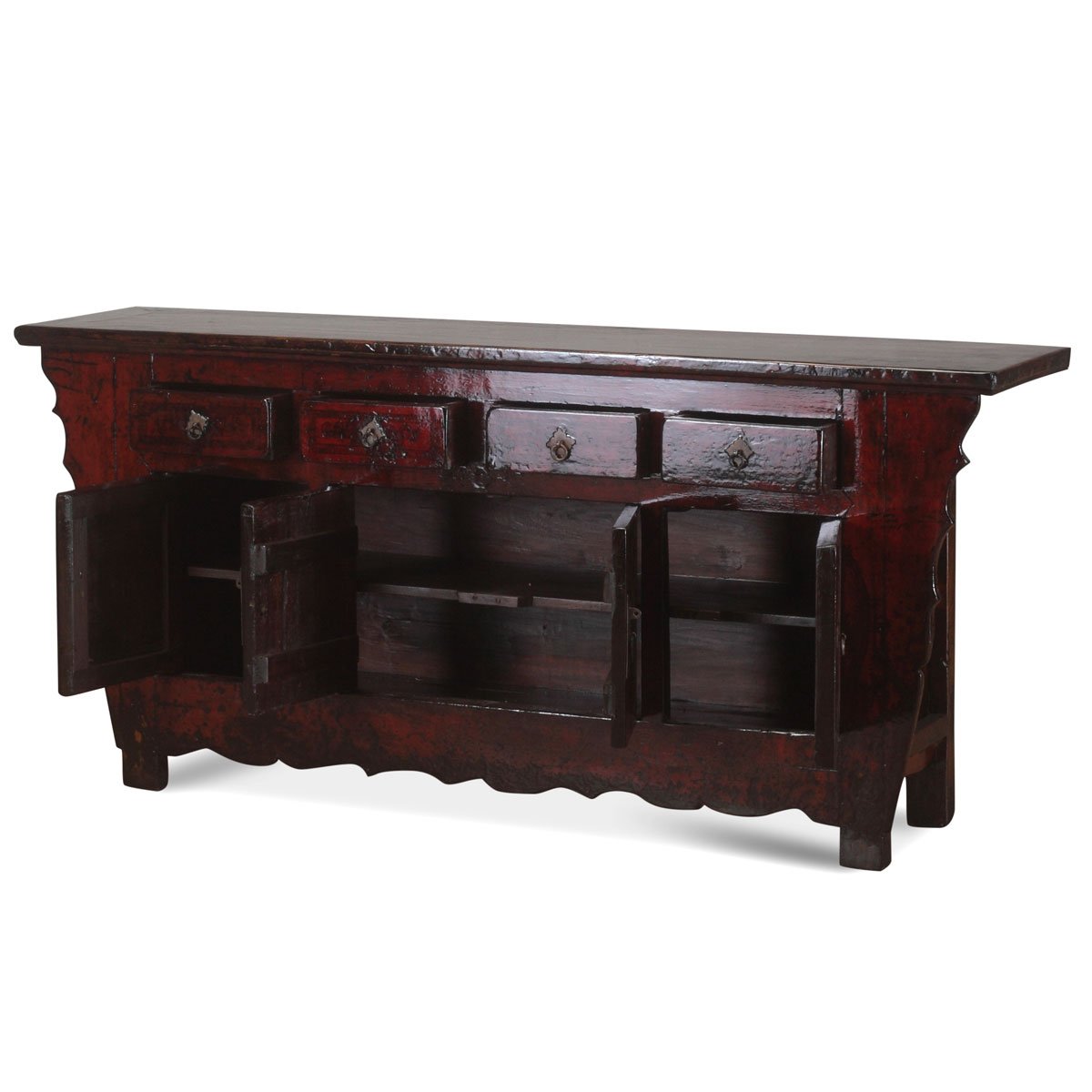Credenza antica laccata rossa in vendita su Pamono