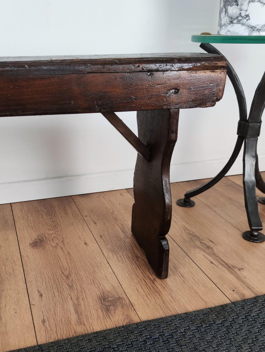 italian antique chestnut bench EUP-1018336