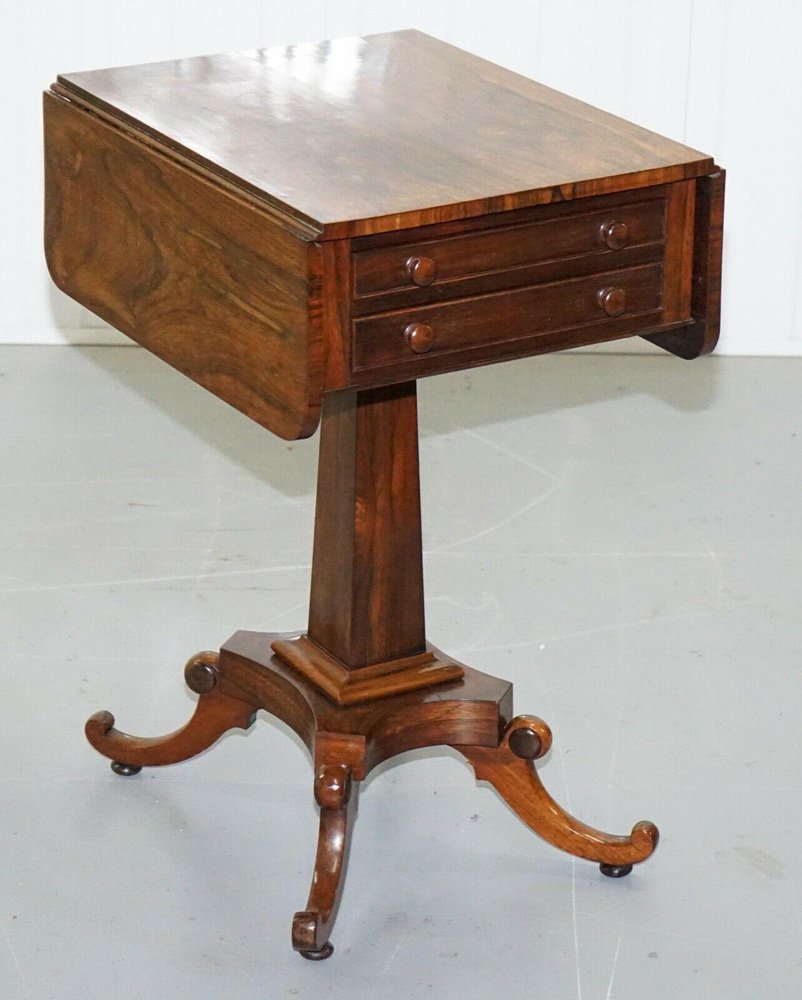 19th century hardwood work table with drop leaves and two drawers ZSY-1019813