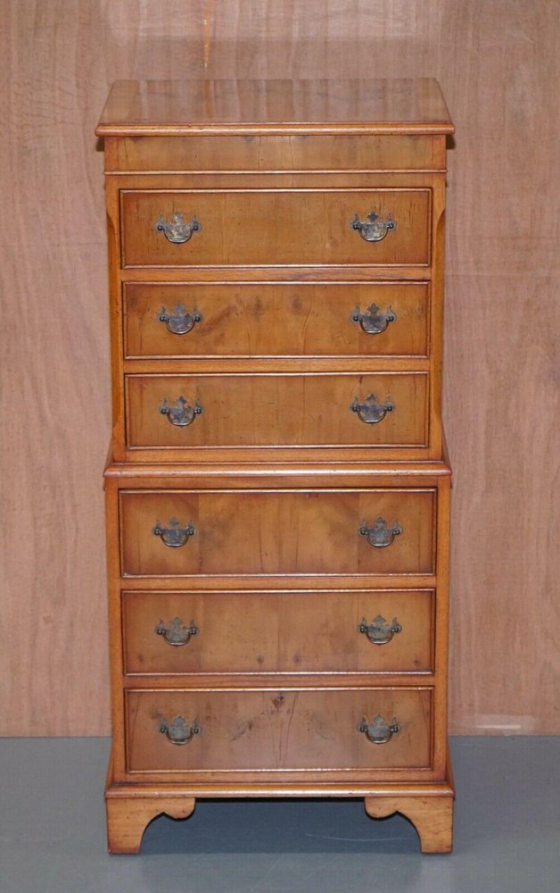 Burr Yew Wood Tallboy Chest of Drawers for sale at Pamono