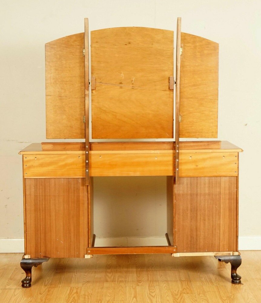 vintage burr walnut dressing table with trifold mirrors ZSY-1020022