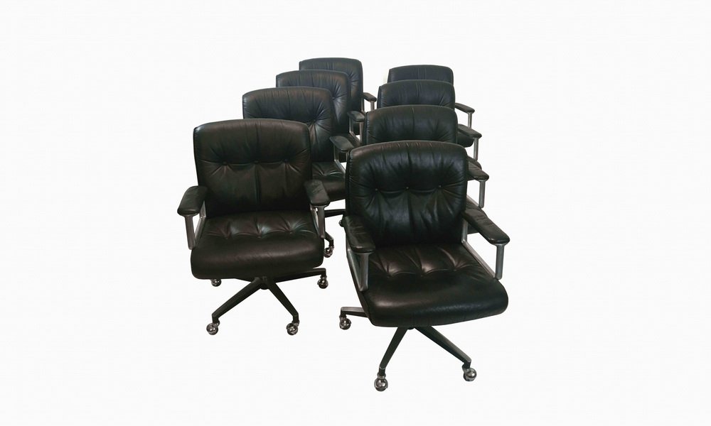 swivel chairs by osvaldo borsani for tecno 1970s set of 8 1 XTG-1020393