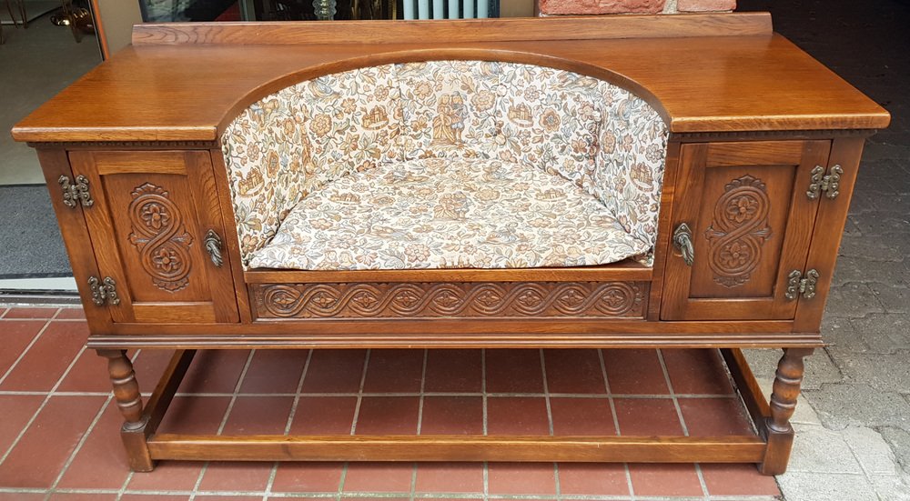 vintage hallway cabinet bench in oak QDP-1021751