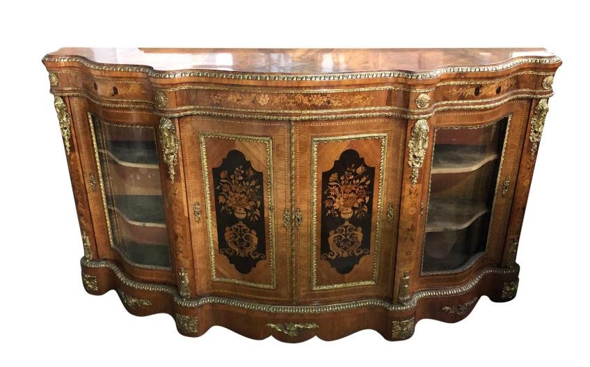 19th century walnut and floral marquetry credenza KPV-1022068