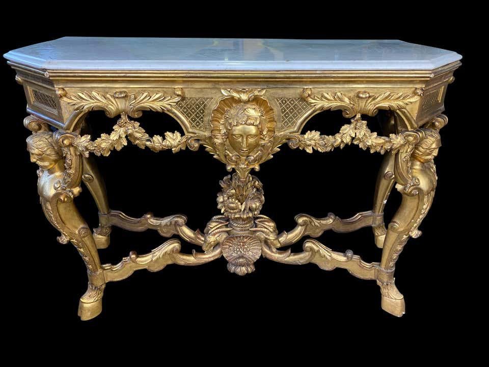 Italian Rococo Console with White Marble Top, 18th-19th Century for ...