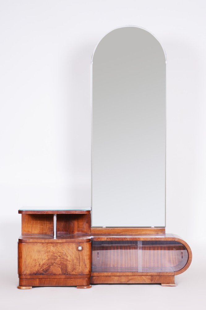 art deco walnut dressing mirror czechoslovakia 1920s WHY-1028005