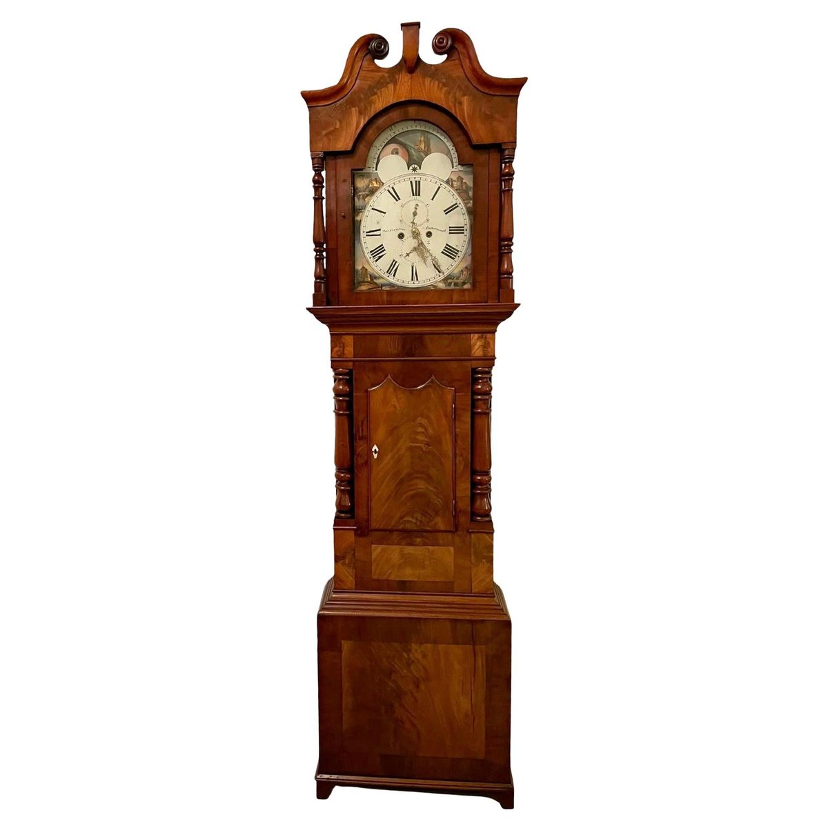 Antique Victorian Figured Mahogany Grandfather Clock for sale at Pamono