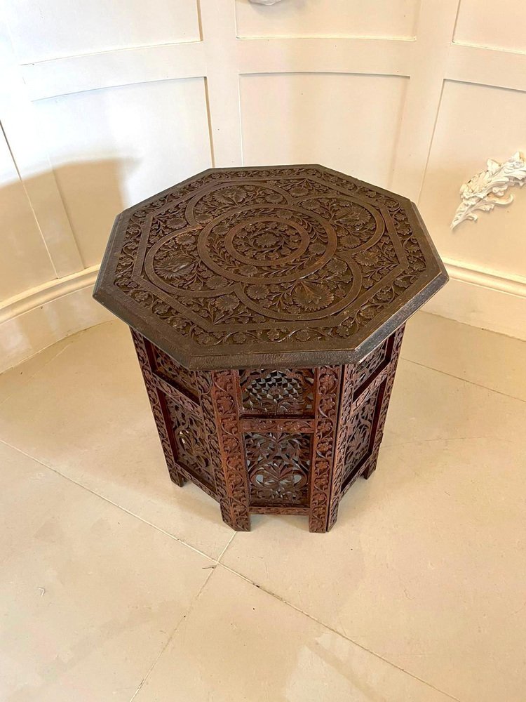 Antique Edwardian Carved Hexagonal Coffee Table for sale at Pamono