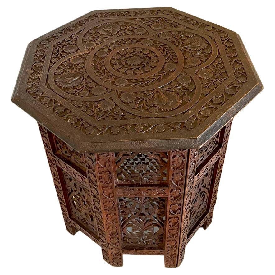 Antique Edwardian Carved Hexagonal Coffee Table for sale at Pamono