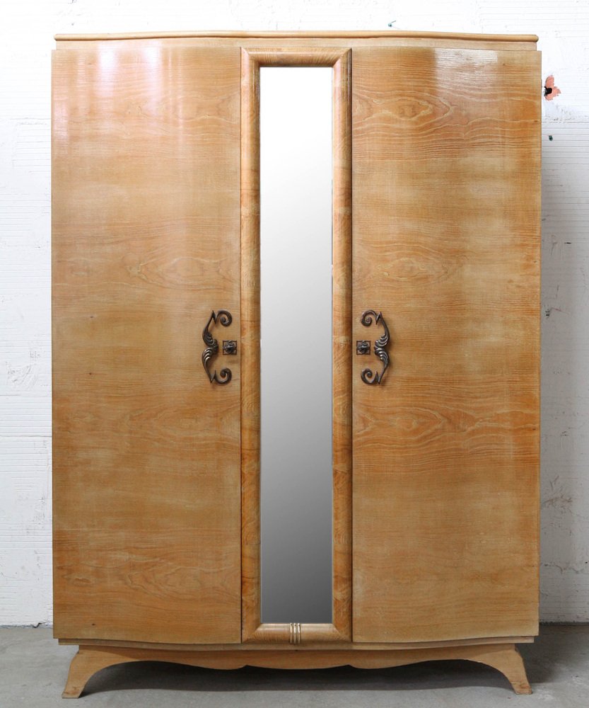 elm armoire with full length mirror france 1940s RIU-1047616