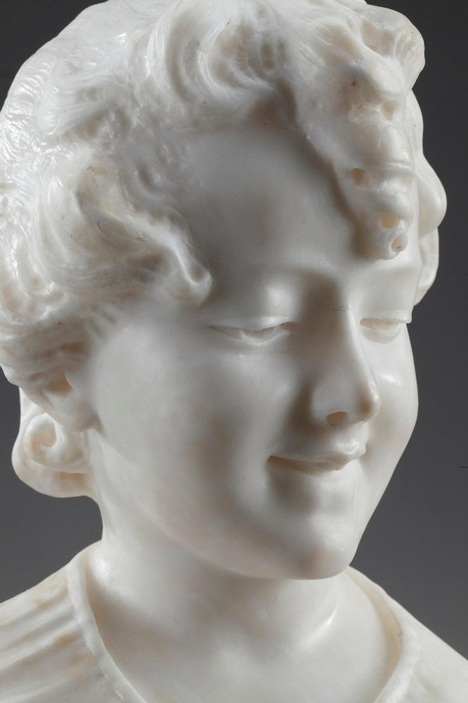 19th Century Alabaster Bust of a Young Girl for sale at Pamono
