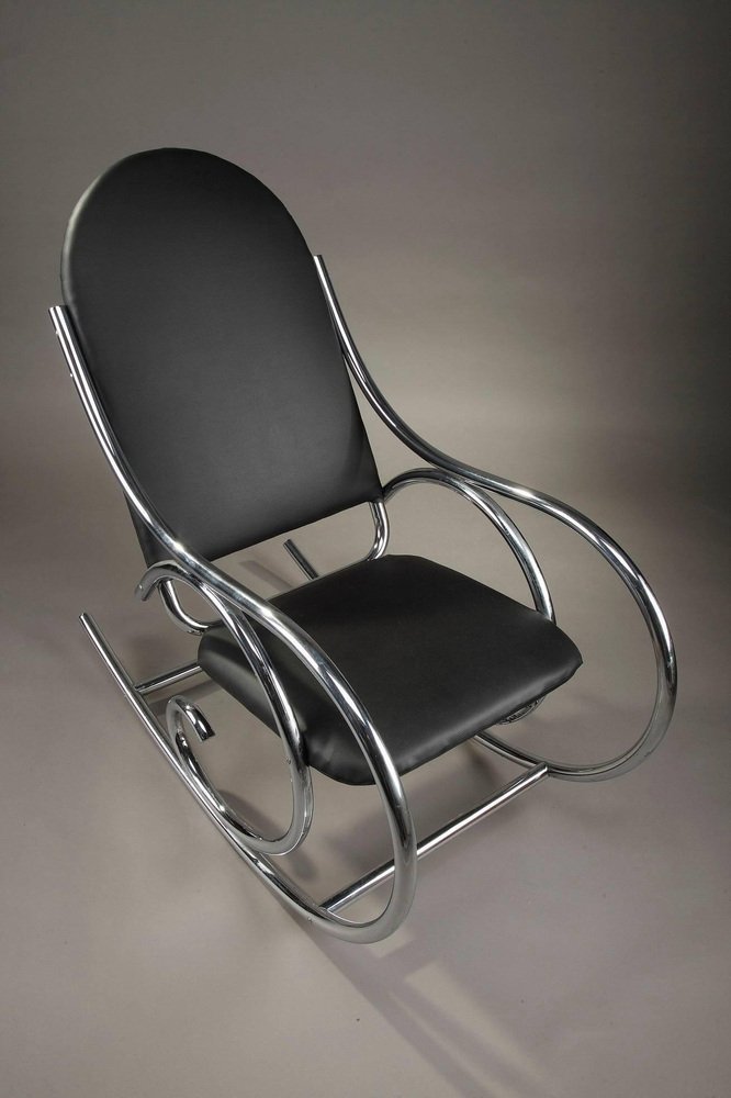 20th century chrome and leatherette rocking chair VCJ-1053633