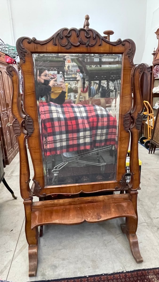 Tilting Floor Mirror in Walnut for sale at Pamono