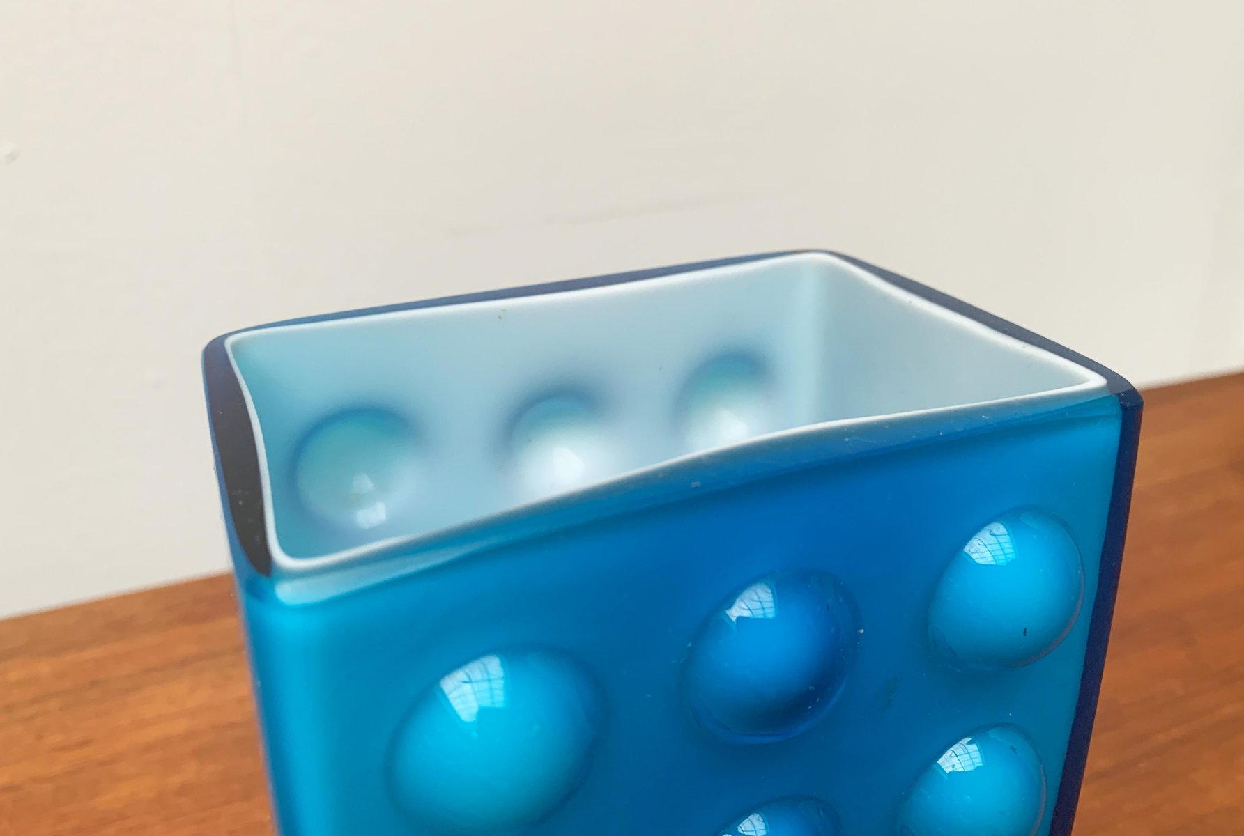 MidCentury German Glass Block Bubble Vase from Karl Friedrich Glass