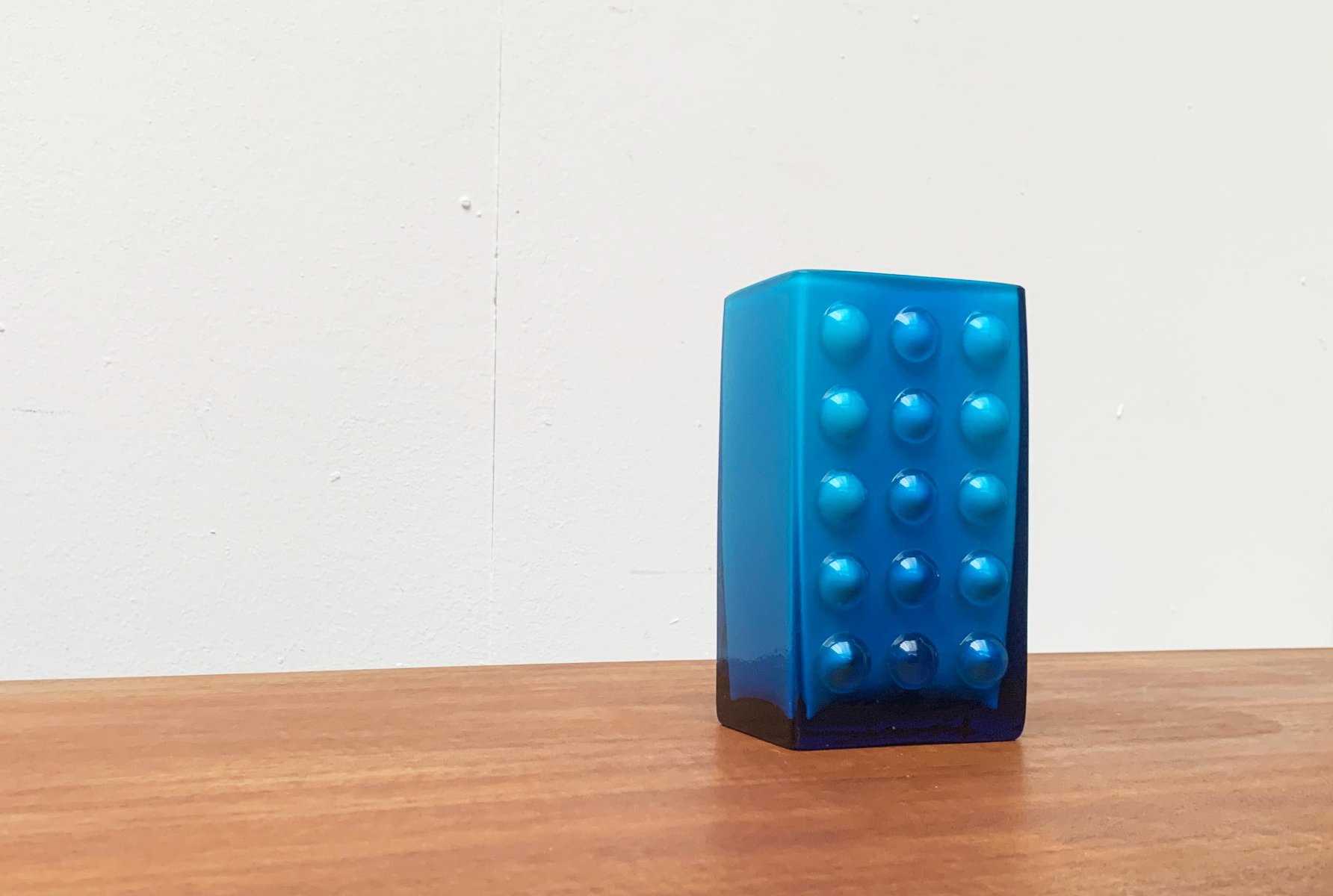 MidCentury German Glass Block Bubble Vase from Karl Friedrich Glass